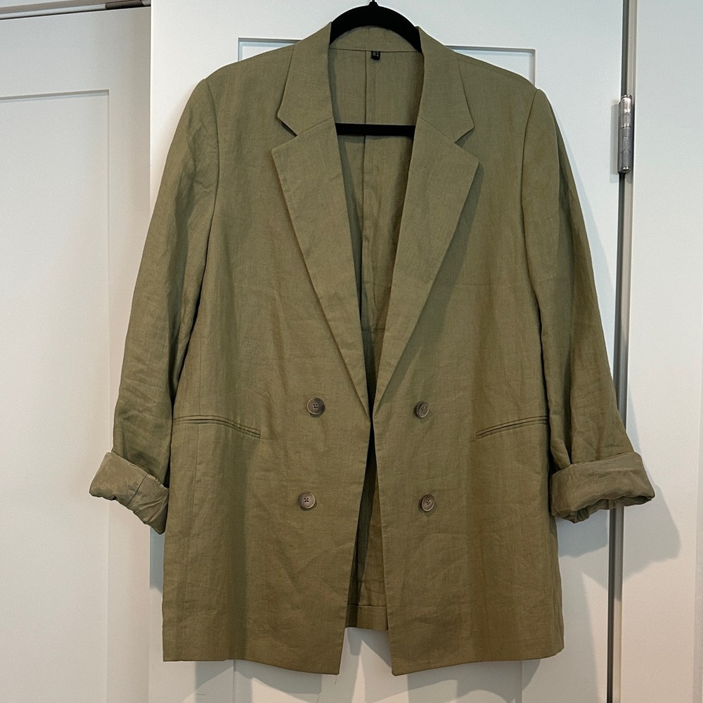 COS Khaki Green Linen Blazer